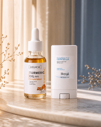 Day & Night Duo hero — Turmeric serum and Centella sun stick