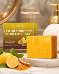 Close-up of the turmeric glow bar as part of a daily skincare routine