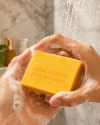 Rich lather from the turmeric kojic acid cleansing bar