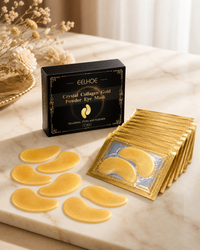 Collagen Gold Under-Eye Masks overhead flat-lay showing 12-piece set